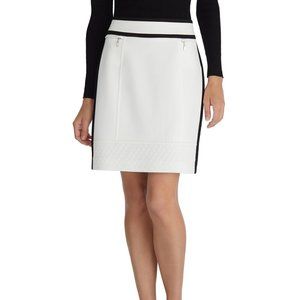 White House Black Market Black And Ecru Colorblock Contrast Skirt